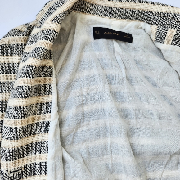 Zara Basic Trench Coat Striped Knit Lightweight With Pockets 3/4 Sleeves Small - Picture 8 of 15